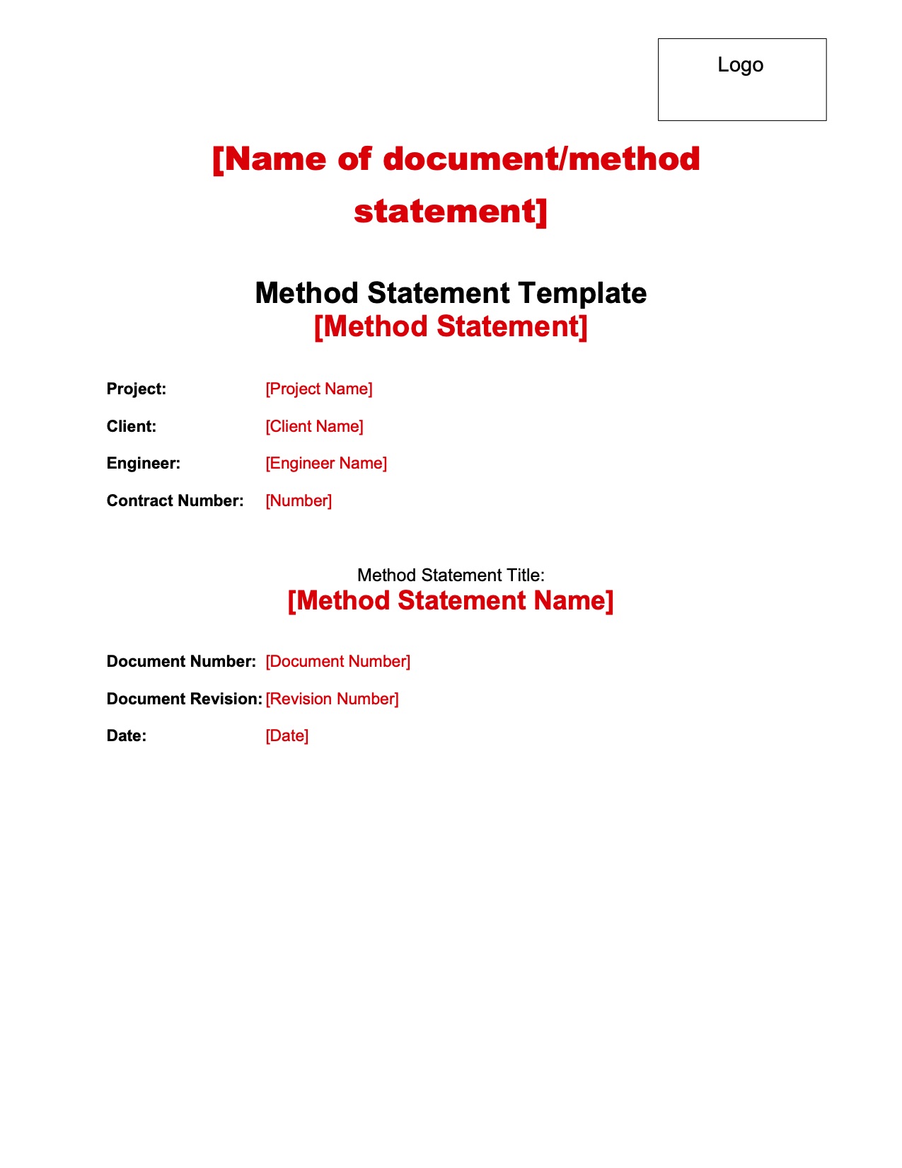 CT039 - Method Statement Template